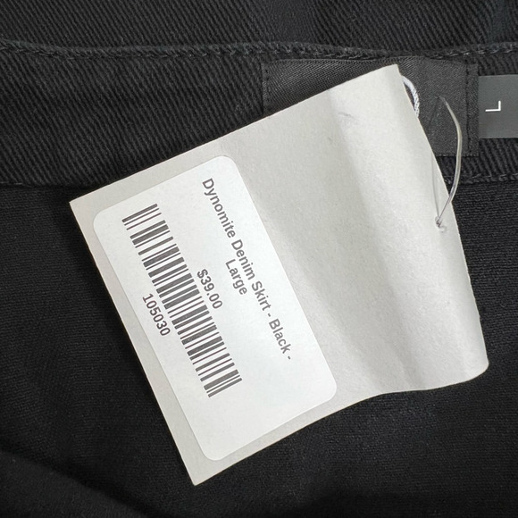 Whiskey Grade Womens Dynomite Denim Skirt Black Distressed Button Fly L New - Picture 5 of 7